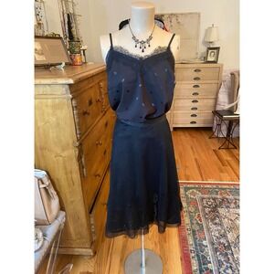 Black Lace Trimmed Sheer Mesh Skirt with Sequins